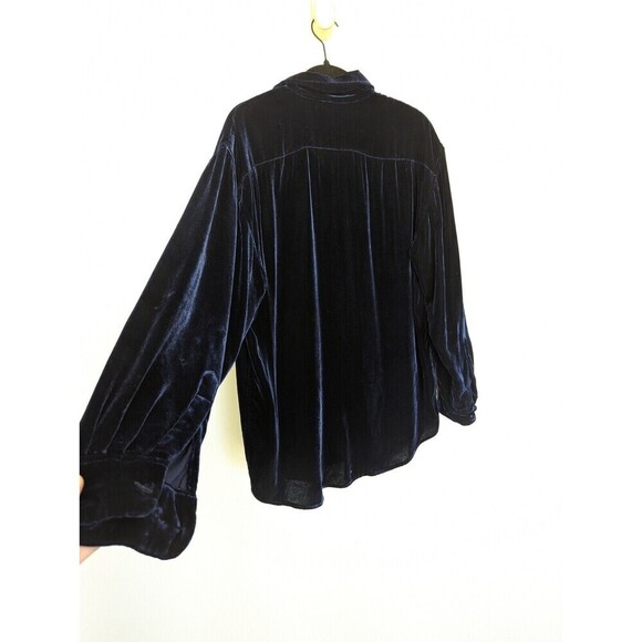 Et Vous Vintage Velvet Top Womens Size M Blue Silk Blend Whimsygoth Witchy Tunic - Picture 7 of 10